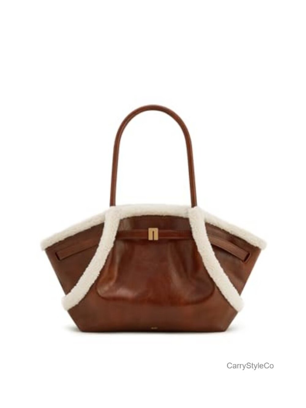 JW PEI Hana Medium Tote Vegan Leather Faux Shearling Shoulder Bag